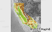 Physical Map of California, desaturated