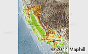 Physical Map of California, semi-desaturated