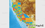 Political Map of California, physical outside