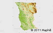 Physical Map of Mendocino County, cropped outside