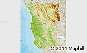 Physical Map of Mendocino County, shaded relief outside