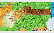 Physical Map of Nevada County, political outside