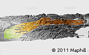 Physical Panoramic Map of Nevada County, desaturated
