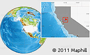 Physical Location Map of Sacramento County, highlighted country, highlighted parent region