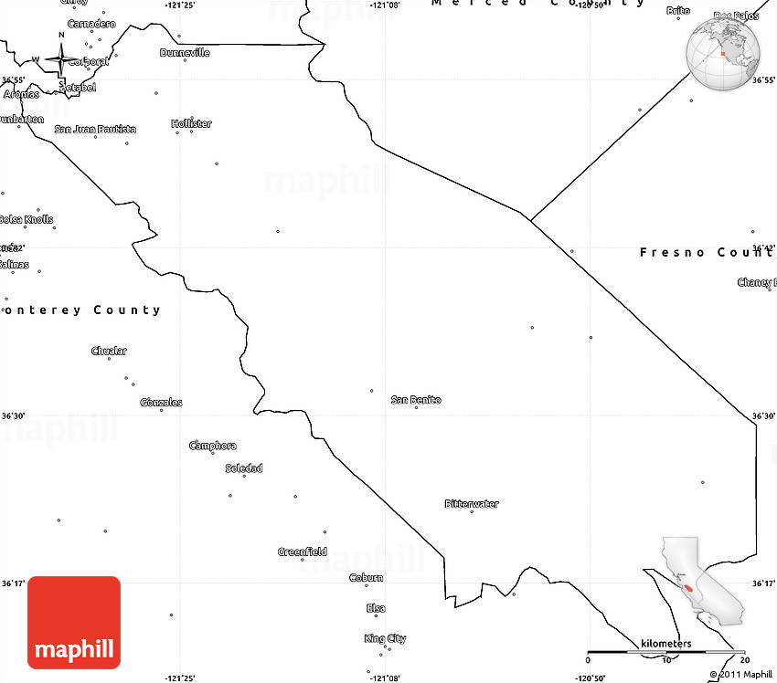 Blank Simple Map of San Benito County