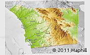 Physical 3D Map of San Diego County, lighten, desaturated