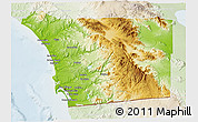 Physical 3D Map of San Diego County, lighten