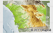 Physical 3D Map of San Diego County, semi-desaturated