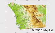 Physical Map of San Diego County, cropped outside