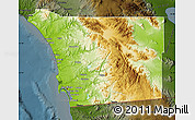 Physical Map of San Diego County, darken