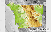 Physical Map of San Diego County, desaturated