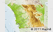 Physical Map of San Diego County, lighten