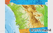 Physical Map of San Diego County, political outside