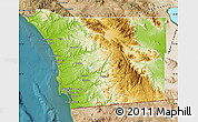 Physical Map of San Diego County, satellite outside