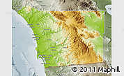Physical Map of San Diego County, semi-desaturated