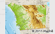 Physical Map of San Diego County, shaded relief outside