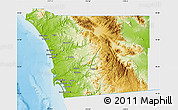 Physical Map of San Diego County, single color outside