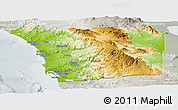 Physical Panoramic Map of San Diego County, lighten, semi-desaturated