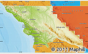 Physical Map of San Luis Obispo County, political outside