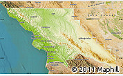 Physical Map of San Luis Obispo County, satellite outside
