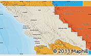 Shaded Relief Map of San Luis Obispo County, political outside
