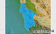 Political Map of San Mateo County, satellite outside