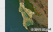 Satellite Map of San Mateo County, darken