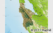 Satellite Map of San Mateo County, physical outside