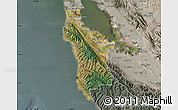 Satellite Map of San Mateo County, semi-desaturated