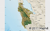 Satellite Map of San Mateo County, shaded relief outside