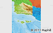 Physical Map of Santa Barbara County, political outside