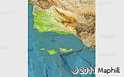 Physical Map of Santa Barbara County, satellite outside