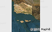 Satellite Map of Santa Barbara County, darken