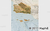 Satellite Map of Santa Barbara County, lighten