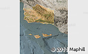 Satellite Map of Santa Barbara County, semi-desaturated