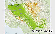 Physical Map of Santa Clara County, lighten