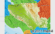 Physical Map of Santa Clara County, political outside