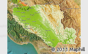 Physical Map of Santa Clara County, satellite outside