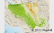 Physical Map of Santa Clara County, shaded relief outside
