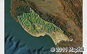 Satellite Map of Santa Cruz County, darken