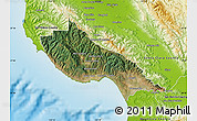 Satellite Map of Santa Cruz County, physical outside