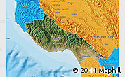 Satellite Map of Santa Cruz County, political outside