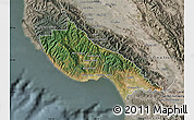Satellite Map of Santa Cruz County, semi-desaturated
