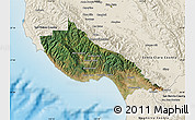Satellite Map of Santa Cruz County, shaded relief outside