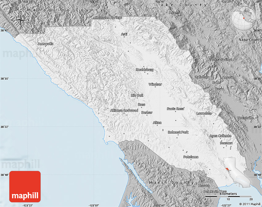 gray map of sonoma county