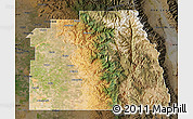 Satellite Map of Tulare County, darken