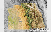 Satellite Map of Tulare County, desaturated