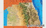 Satellite Map of Tulare County, political outside