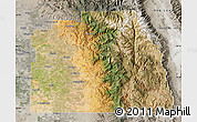 Satellite Map of Tulare County, semi-desaturated