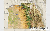 Satellite Map of Tulare County, shaded relief outside